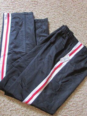 NWT Zone Pro Large Black Red/White Trim Pull On Track Pants Joggers Poly